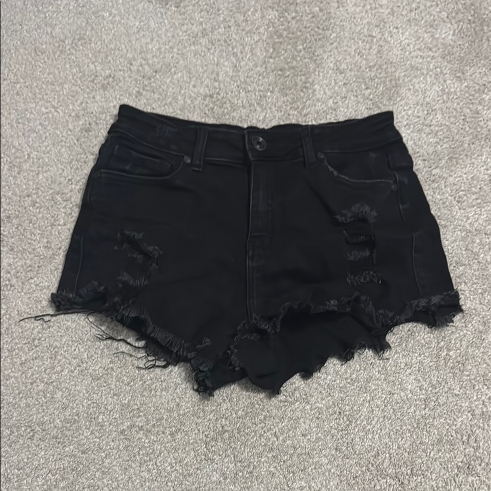 Women's Black Distressed Denim Shorts
